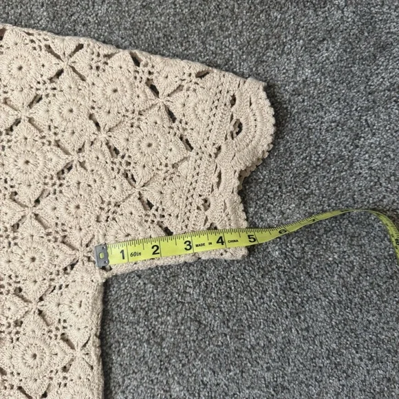 Sezane Dorine Top in Latte Tan Size XS Crochet Lace Blouse Cotton Tee Shirt - Picture 14 of 15